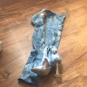 Thigh high boots open toe